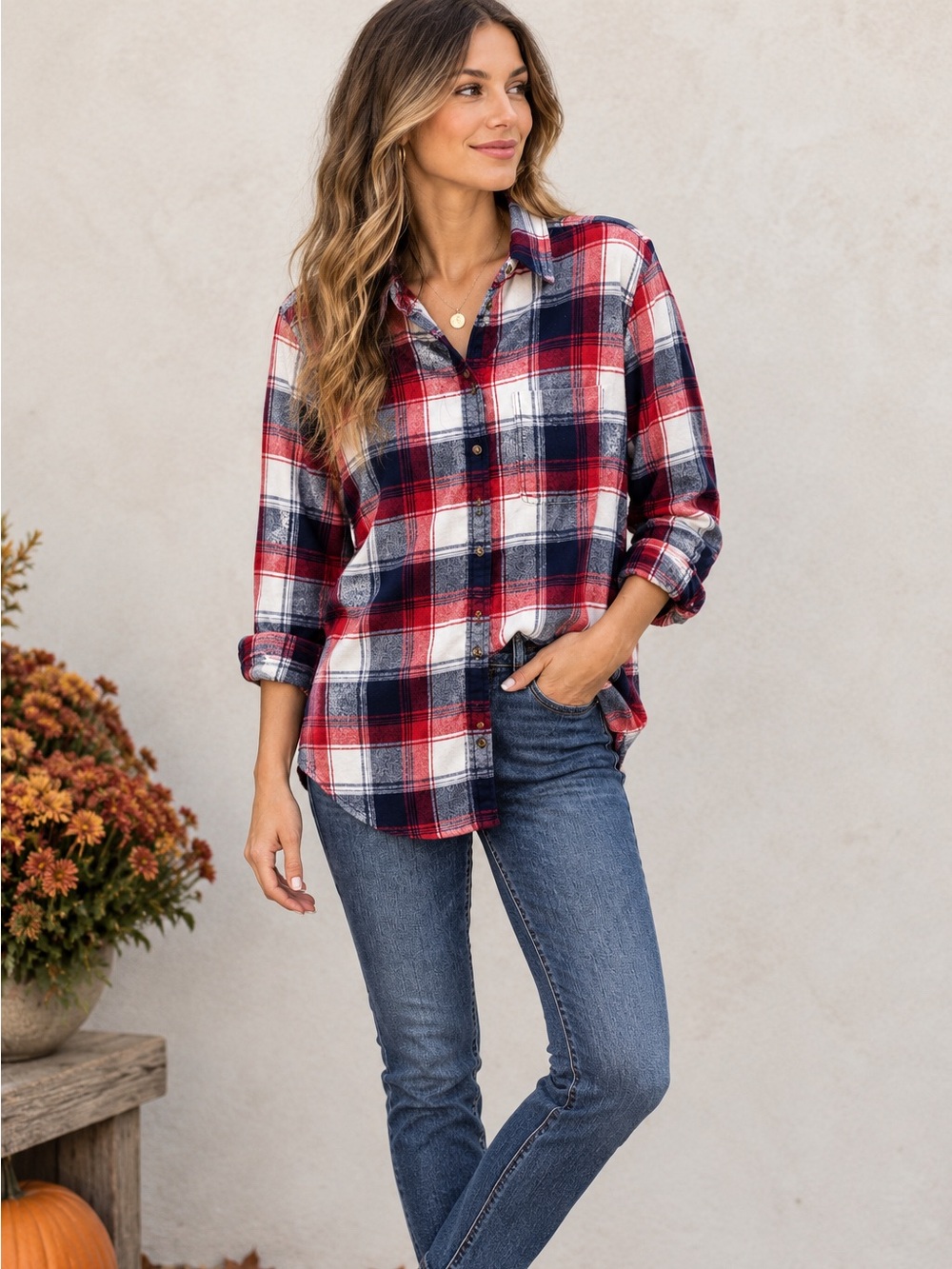 AMERICAN EAGLE OUTFITTERS Women’s Plaid Flannel Boyfriend Fit Shirt Medium